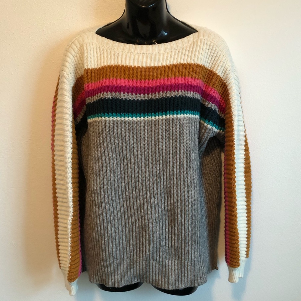 Anthropologie Multicolor Striped ribbed knit Sophie Sweater size small